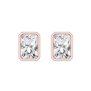 Radiant Lab Grown Diamond Bezel Set Certified Stud Earrings
