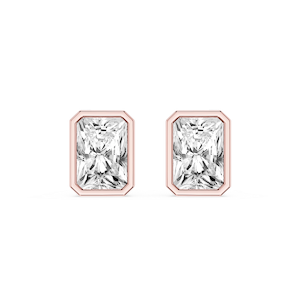 Radiant Lab Grown Diamond Bezel Set Certified Stud Earrings