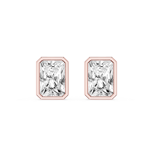Radiant Lab Grown Diamond Bezel Set Certified Stud Earrings