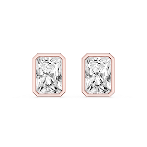 Radiant Lab Grown Diamond Bezel Set Certified Stud Earrings