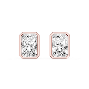 Radiant Lab Grown Diamond Bezel Set Certified Stud Earrings