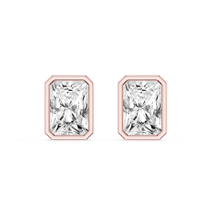 Radiant Lab Grown Diamond Bezel Set Certified Stud Earrings