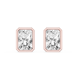 Radiant Lab Grown Diamond Bezel Set Certified Stud Earrings
