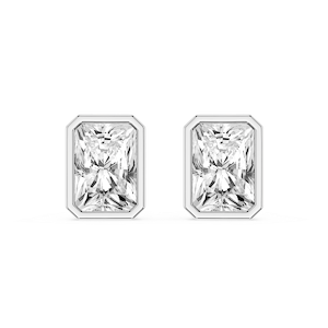Radiant Lab Grown Diamond Bezel Set Certified Stud Earrings