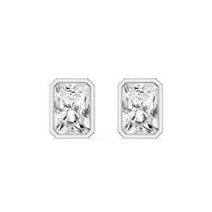 Radiant Lab Grown Diamond Bezel Set Certified Stud Earrings