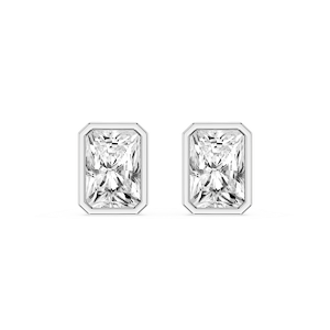 Radiant Lab Grown Diamond Bezel Set Certified Stud Earrings