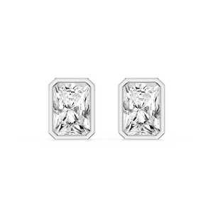Radiant Lab Grown Diamond Bezel Set Certified Stud Earrings