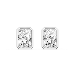 Radiant Lab Grown Diamond Bezel Set Certified Stud Earrings