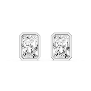 Radiant Lab Grown Diamond Bezel Set Certified Stud Earrings