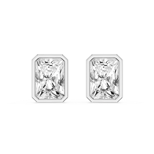 Radiant Lab Grown Diamond Bezel Set Certified Stud Earrings