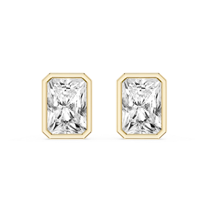 Radiant Lab Grown Diamond Bezel Set Certified Stud Earrings