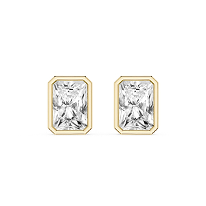 Radiant Lab Grown Diamond Bezel Set Certified Stud Earrings