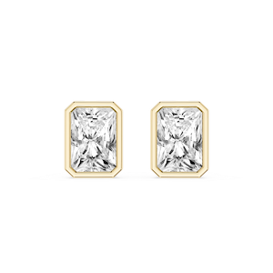 Radiant Lab Grown Diamond Bezel Set Certified Stud Earrings