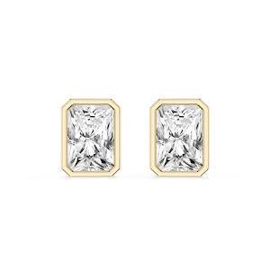 Radiant Lab Grown Diamond Bezel Set Certified Stud Earrings