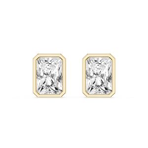 Radiant Lab Grown Diamond Bezel Set Certified Stud Earrings