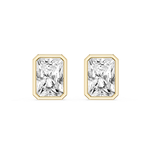 Radiant Lab Grown Diamond Bezel Set Certified Stud Earrings