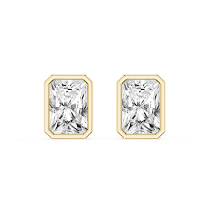 Radiant Lab Grown Diamond Bezel Set Certified Stud Earrings