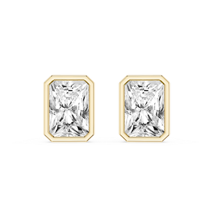 Radiant Lab Grown Diamond Bezel Set Certified Stud Earrings