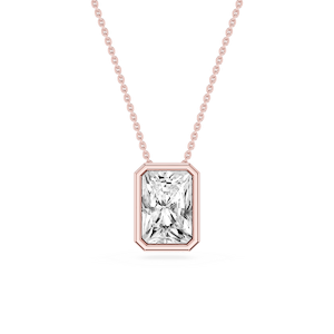 Radiant Lab Grown Diamond Bezel Solitaire Slide Pendant - 16 to 18 Inches