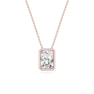 Radiant Lab Grown Diamond Bezel Solitaire Slide Pendant - 16 to 18 Inches