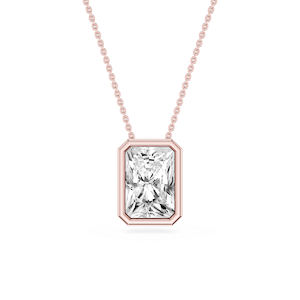 Radiant Lab Grown Diamond Bezel Solitaire Slide Pendant - 16 to 18 Inches