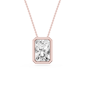 Radiant Lab Grown Diamond Bezel Solitaire Slide Pendant - 16 to 18 Inches