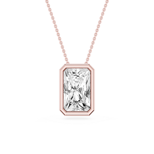 Radiant Lab Grown Diamond Bezel Solitaire Slide Pendant - 16 to 18 Inches