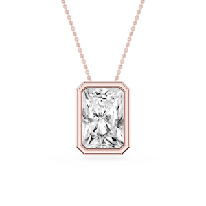 Radiant Lab Grown Diamond Bezel Solitaire Slide Pendant - 16 to 18 Inches