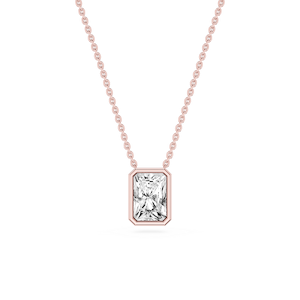 Radiant Lab Grown Diamond Bezel Solitaire Slide Pendant - 16 to 18 Inches