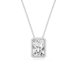 Radiant Lab Grown Diamond Bezel Solitaire Slide Pendant - 16 to 18 Inches