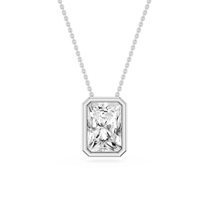 Radiant Lab Grown Diamond Bezel Solitaire Slide Pendant - 16 to 18 Inches