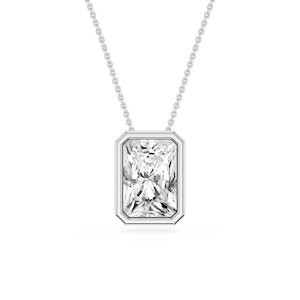 Radiant Lab Grown Diamond Bezel Solitaire Slide Pendant - 16 to 18 Inches
