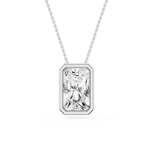 Radiant Lab Grown Diamond Bezel Solitaire Slide Pendant - 16 to 18 Inches