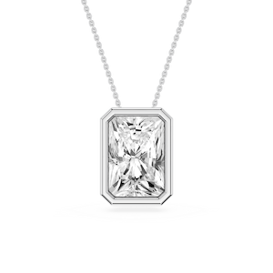 Radiant Lab Grown Diamond Bezel Solitaire Slide Pendant - 16 to 18 Inches