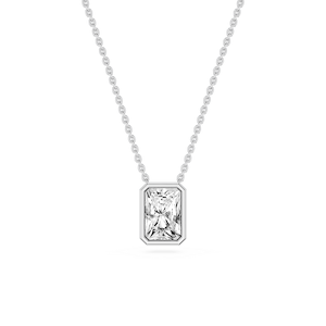 Radiant Lab Grown Diamond Bezel Solitaire Slide Pendant - 16 to 18 Inches