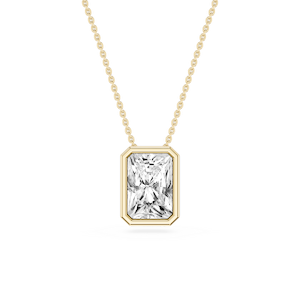 Radiant Lab Grown Diamond Bezel Solitaire Slide Pendant - 16 to 18 Inches