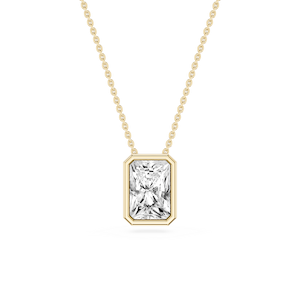 Radiant Lab Grown Diamond Bezel Solitaire Slide Pendant - 16 to 18 Inches