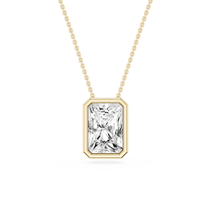 Radiant Lab Grown Diamond Bezel Solitaire Slide Pendant - 16 to 18 Inches
