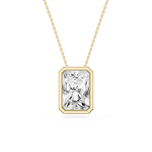 Radiant Lab Grown Diamond Bezel Solitaire Slide Pendant - 16 to 18 Inches