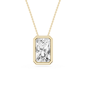 Radiant Lab Grown Diamond Bezel Solitaire Slide Pendant - 16 to 18 Inches