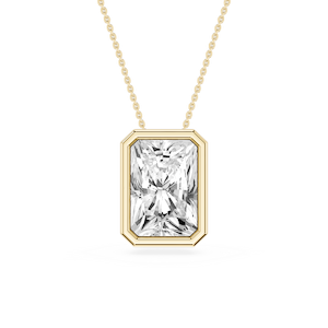 Radiant Lab Grown Diamond Bezel Solitaire Slide Pendant - 16 to 18 Inches