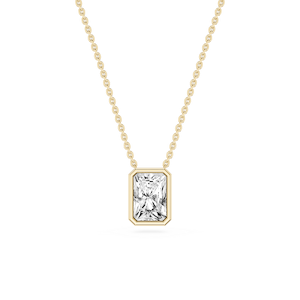 Radiant Lab Grown Diamond Bezel Solitaire Slide Pendant - 16 to 18 Inches