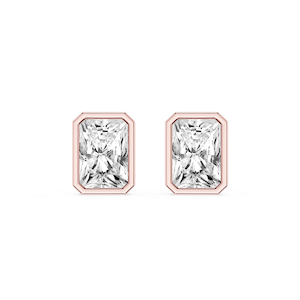 Radiant Lab Grown Diamond Bezel Set Stud Earrings