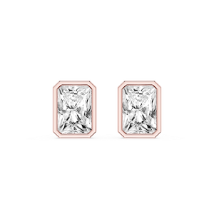 Radiant Lab Grown Diamond Bezel Set Stud Earrings