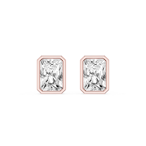 Radiant Lab Grown Diamond Bezel Set Stud Earrings
