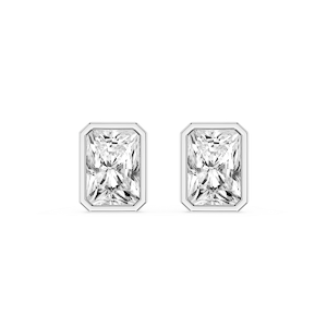 Radiant Lab Grown Diamond Bezel Set Stud Earrings