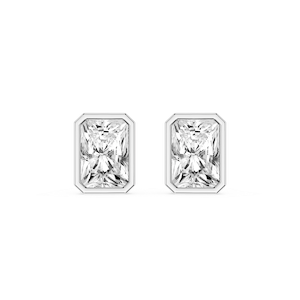 Radiant Lab Grown Diamond Bezel Set Stud Earrings