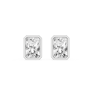 Radiant Lab Grown Diamond Bezel Set Stud Earrings