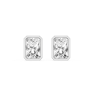 Radiant Lab Grown Diamond Bezel Set Stud Earrings