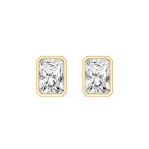 Radiant Lab Grown Diamond Bezel Set Stud Earrings